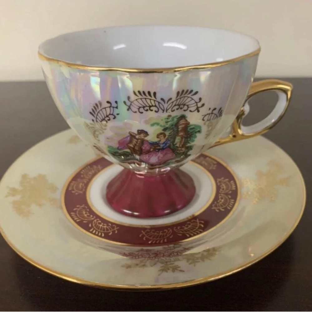 Designer Italian porcelain cup and saucer Madonna.